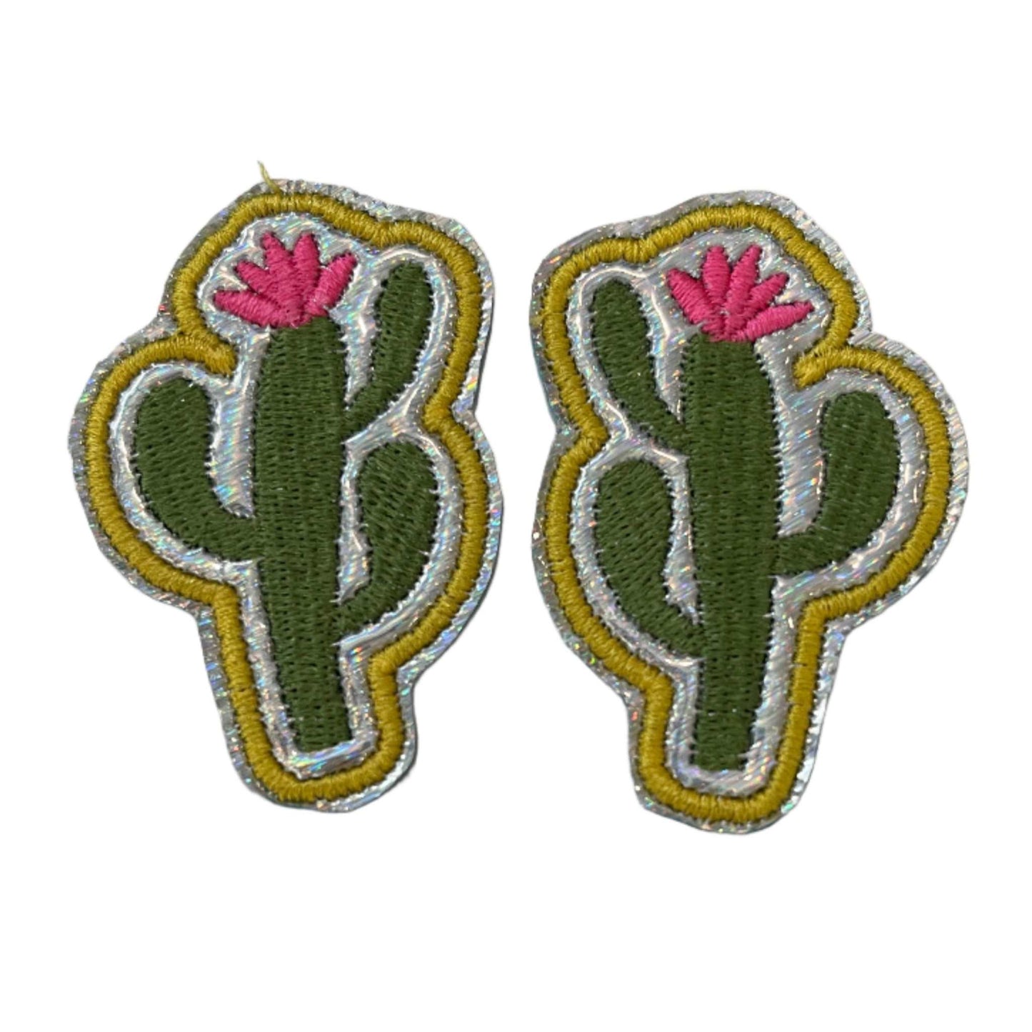 Cactus patch with pink flower for custom hats and apparel.