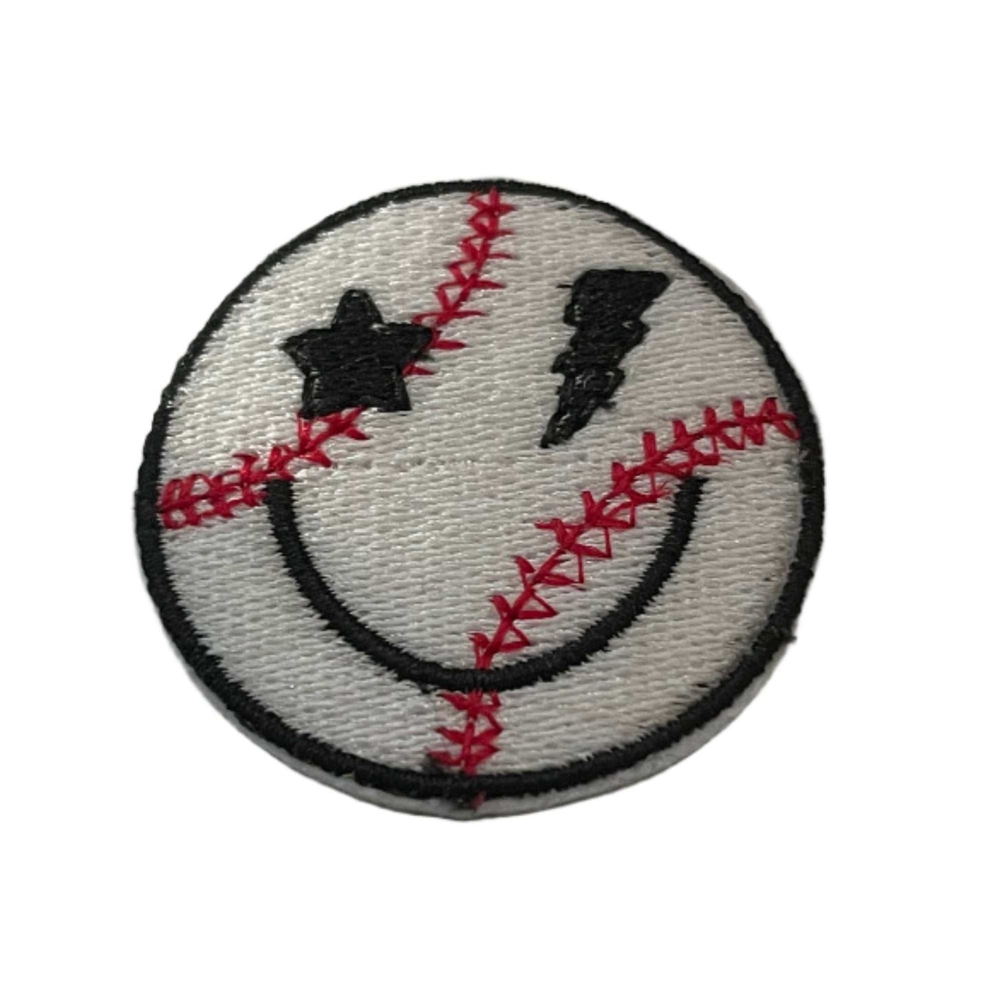 Lightning bolt baseball embroidered patch for custom trucker hats.