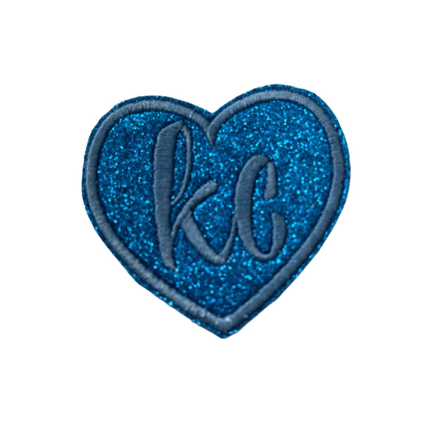 KC Heart Patch in Kansas City Royals colors featuring "KC" inside a blue heart.
