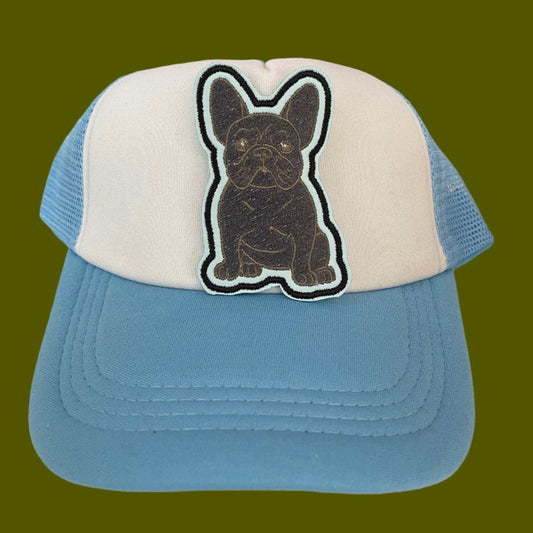 French Bulldog patch with detailed embroidery, perfect for customizing clothing and accessories.