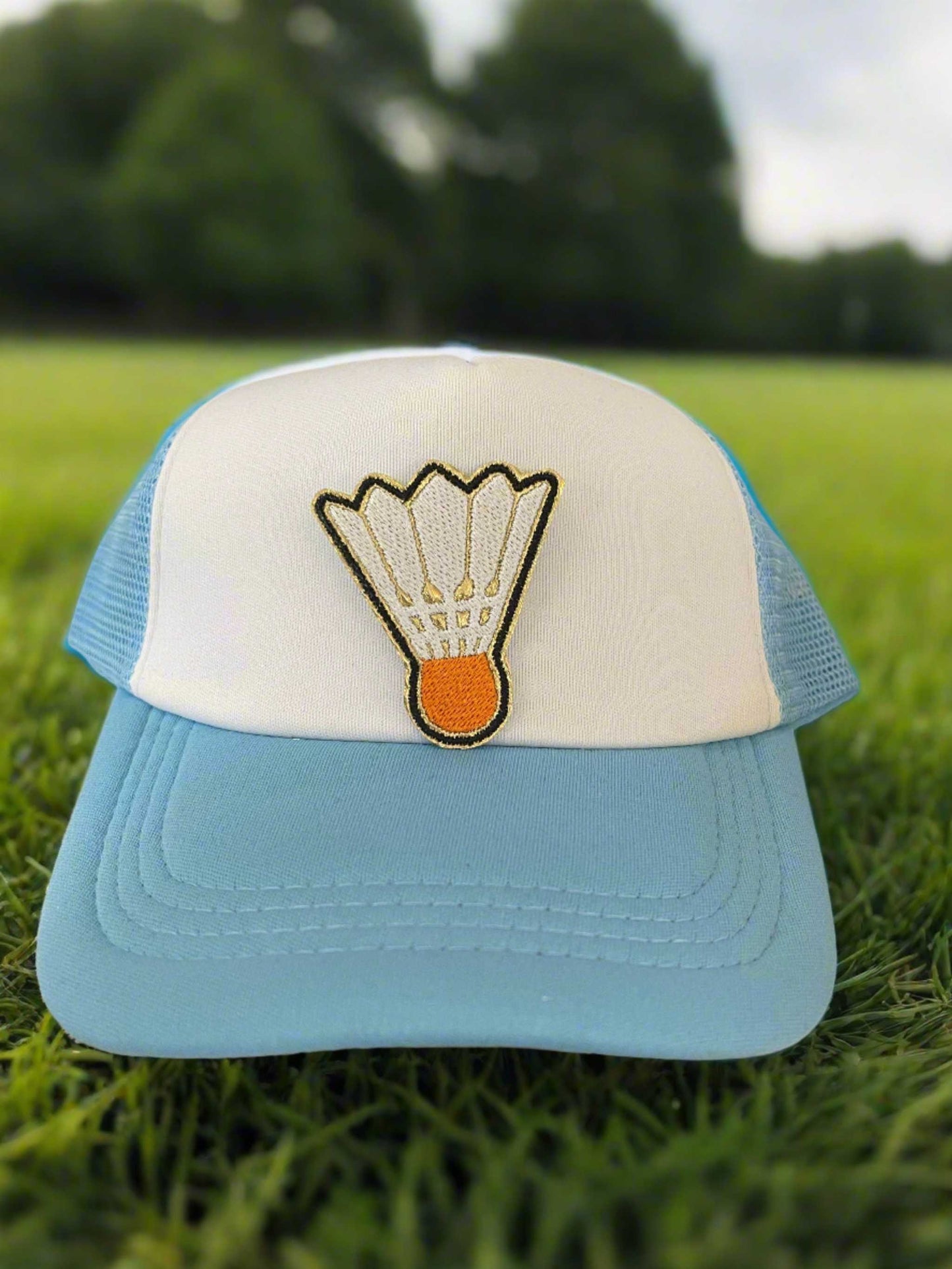 Kansas City shuttlecock embroidered patch, inspired by Claes Oldenburg sculptures, perfect for adding an artistic touch to various accessories.