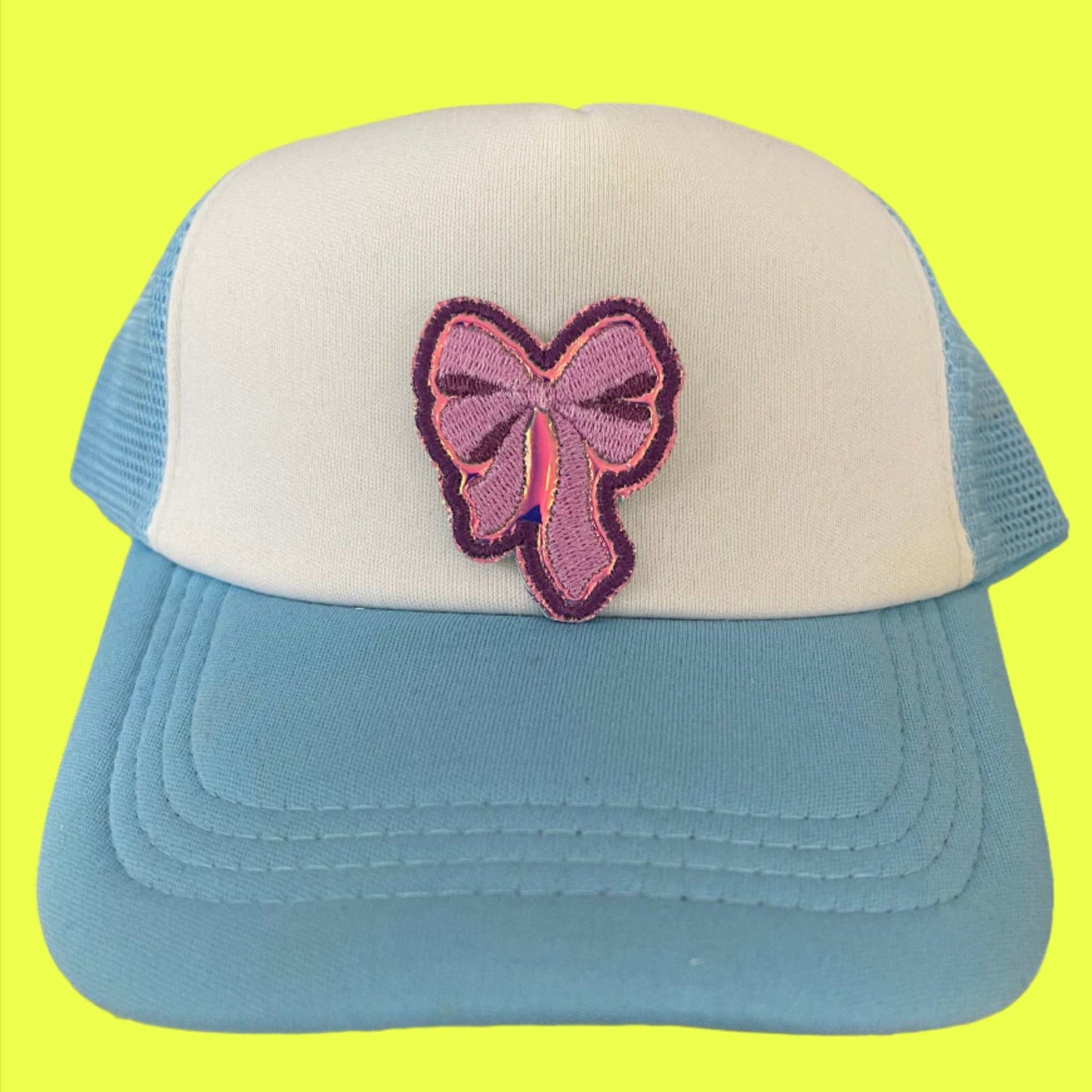 Lavender bow embroidered patch, perfect for adding a trendy and stylish touch to various accessories.