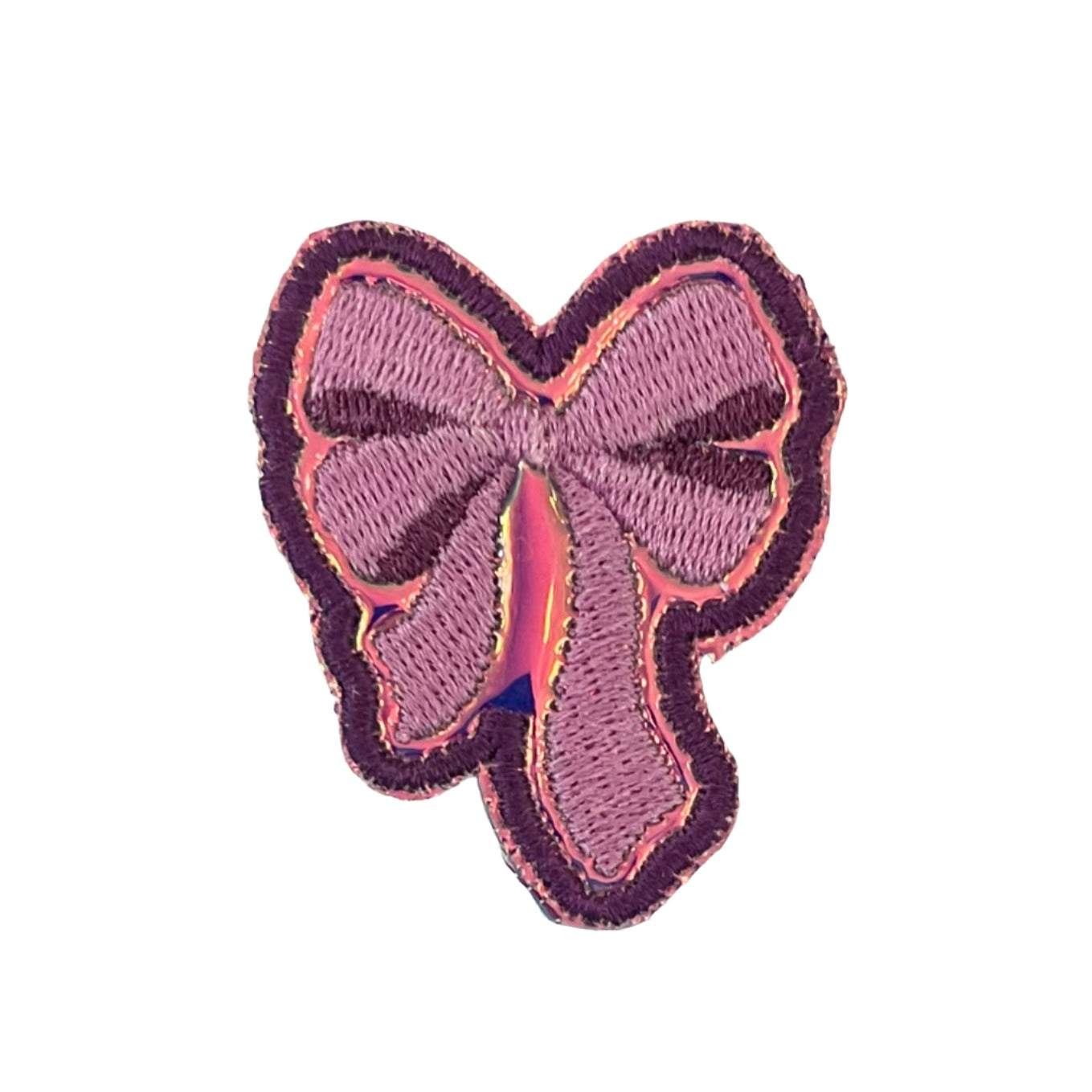 Trendy Lavender Bow Patch - Stylish Embroidered Iron-On Accessory for personalization and style.