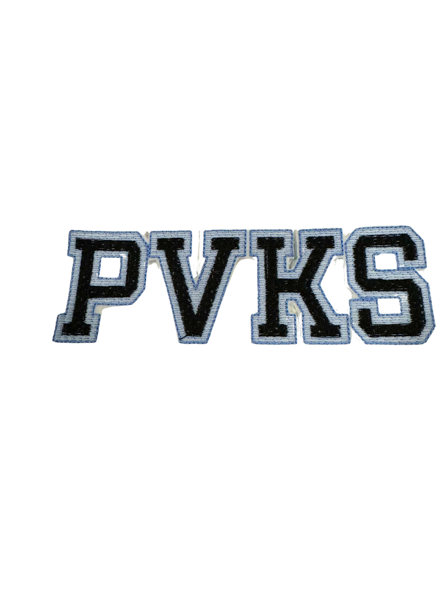 PVKS BLACK AND LIGHT BLUE patch logo on white background.
