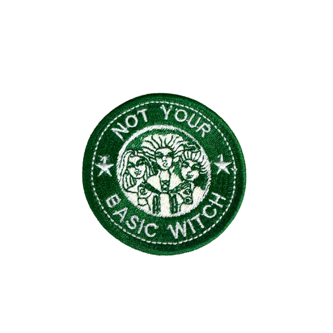 Basic Witch Patch with Hocus Pocus and Starbucks vibes design.