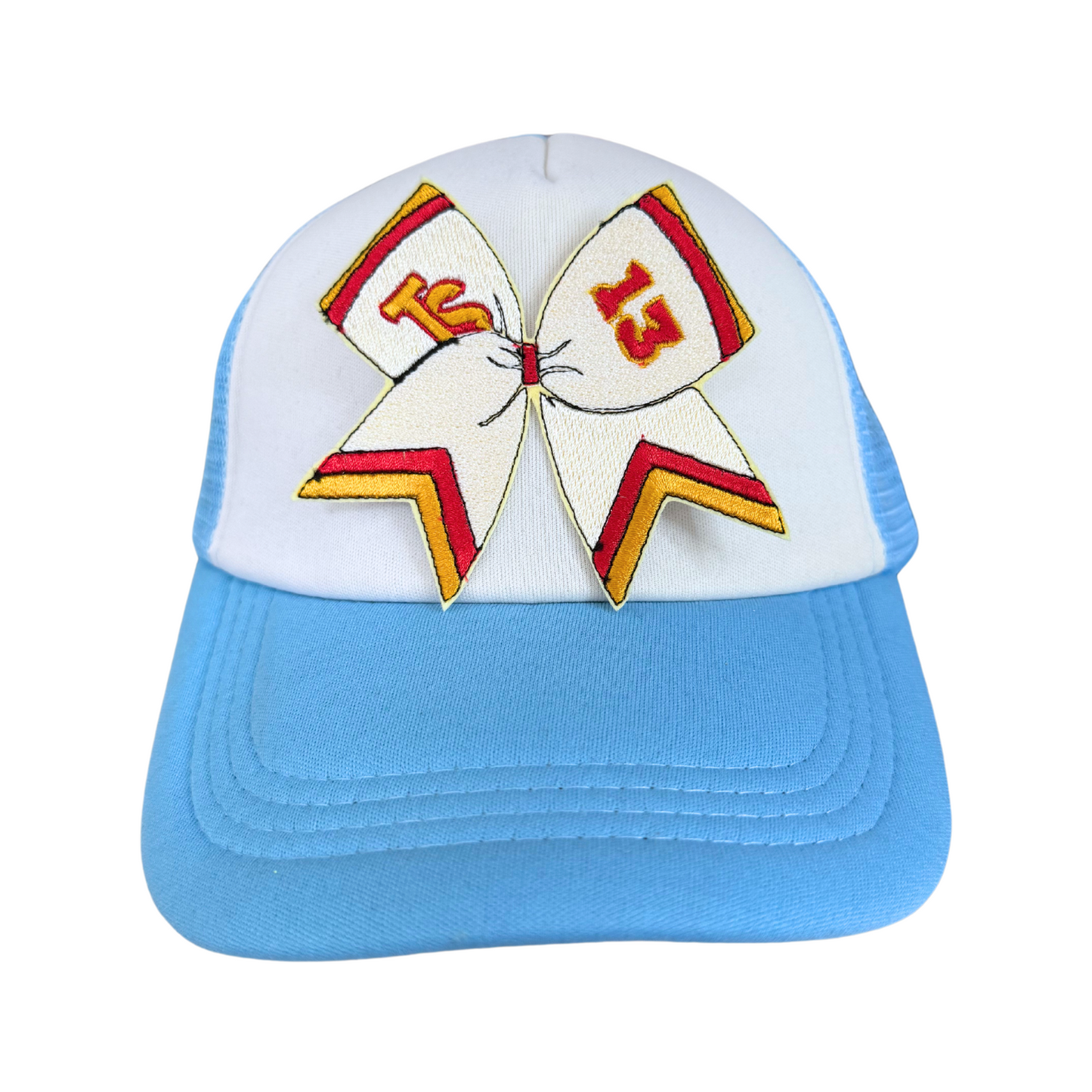 Taylor Swift inspired bow patch in Chiefs colors with the number 13.