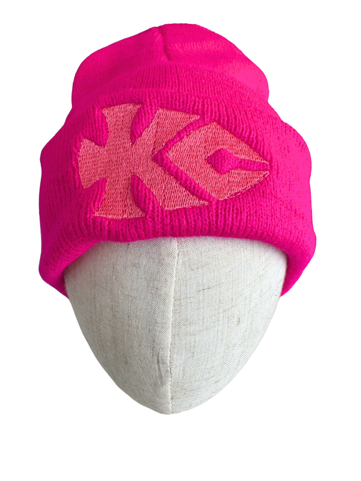 Bright Pink Kansas City Chiefs Arrowhead KC Monogram Beanie – Bold Embroidered Chiefs Hat for Adults