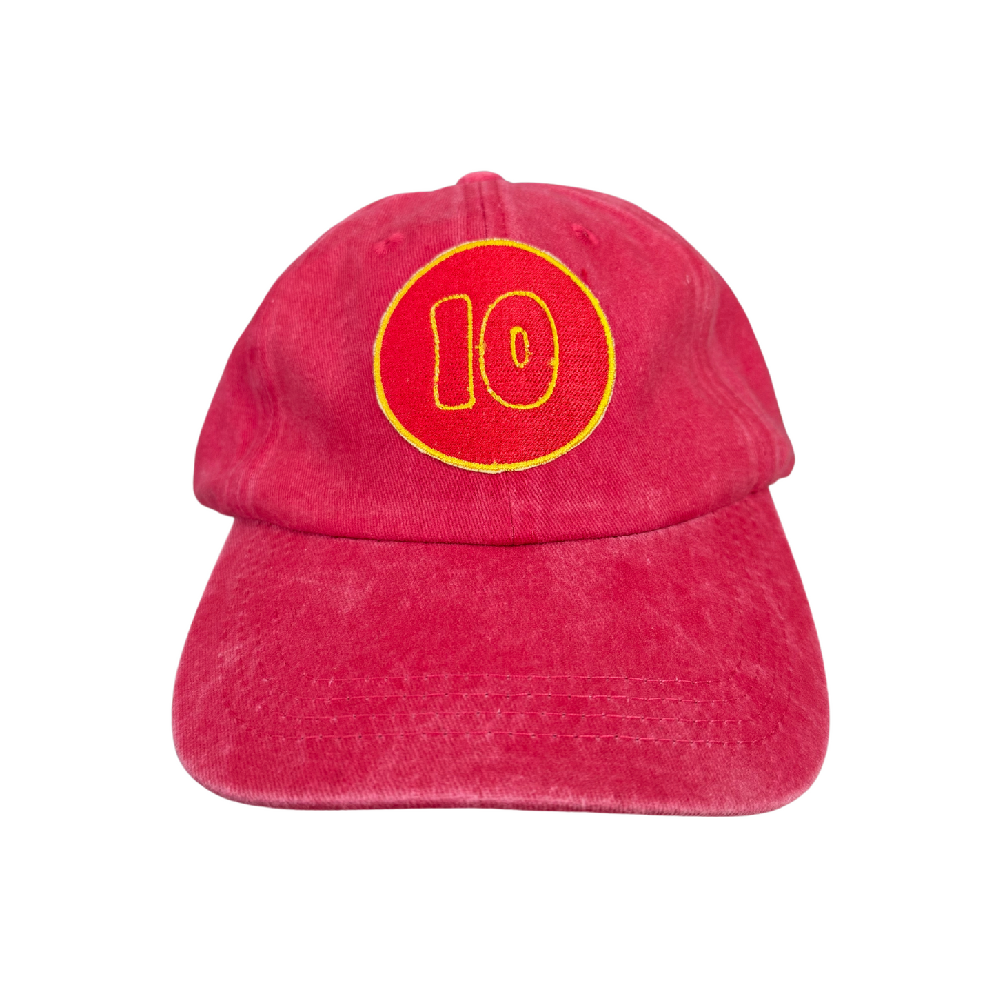 Kansas City Chiefs 10 Isaiah Pacheco vintage red hat with embroidered patch.