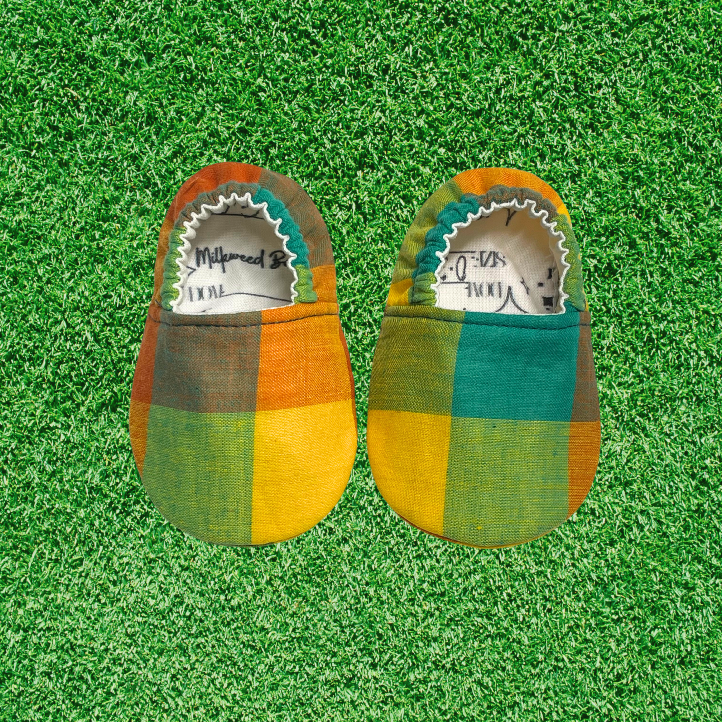 Colorful Cozy Soft Sole Baby Shoes | Elastic Opening | Snug Fit for Happy Feet | Promotes Natural Foot Development | Yellow, Green & White Fun Design