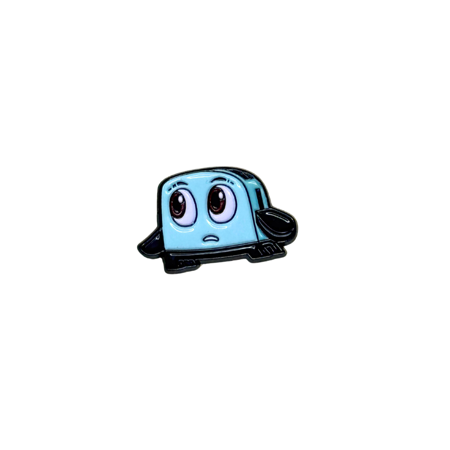 Brave Little Toaster enamel pin on a white background