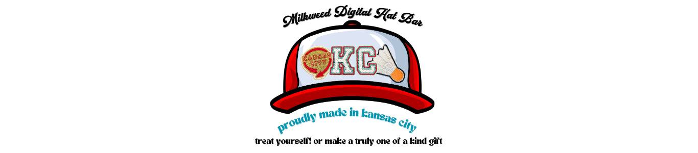 Milkweed Digital Hat Bar logo with Kansas City design, featuring a customized hat.