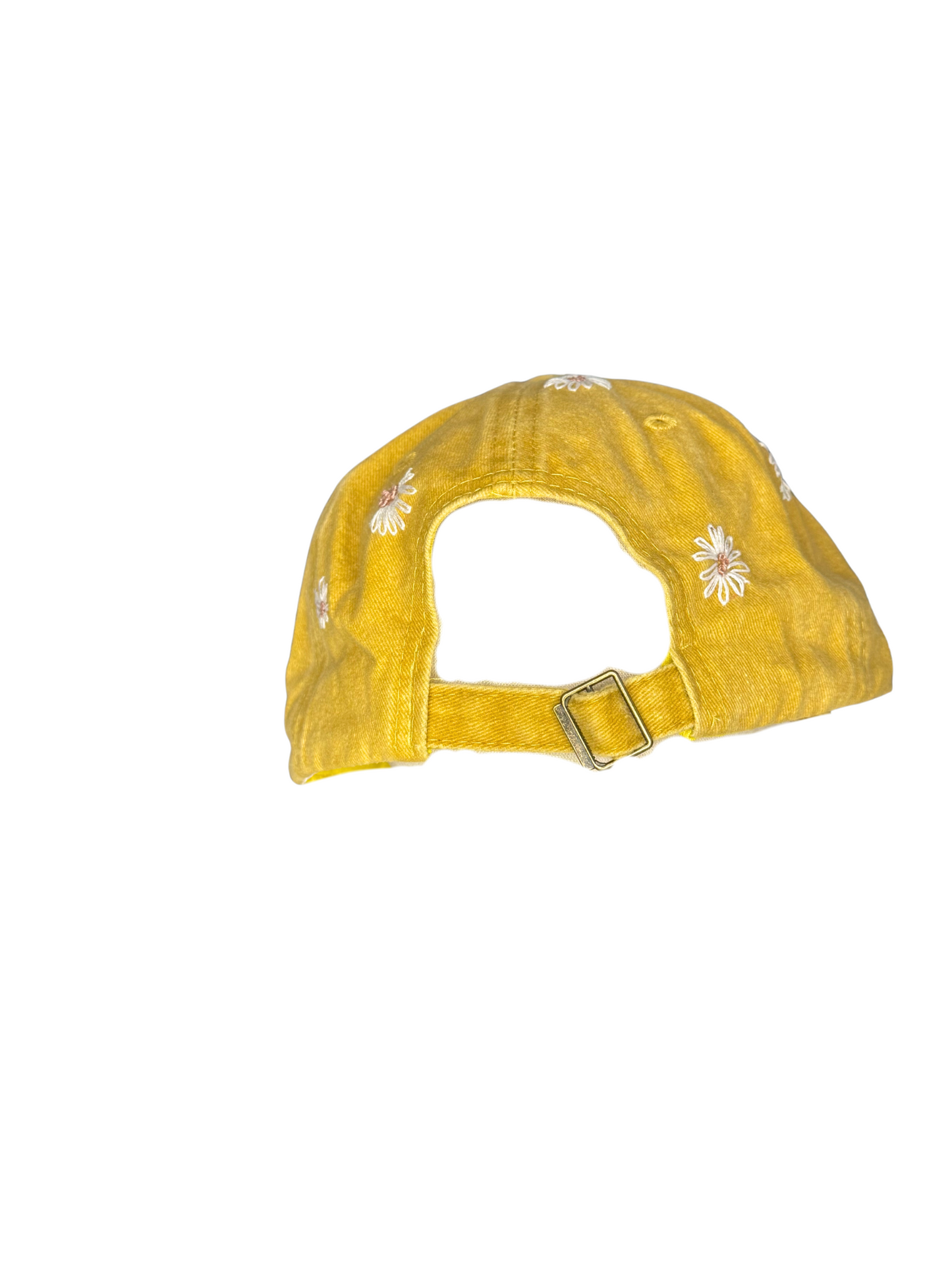 Hand‑Embroidered Daisy Cap – Mustard Vintage Cotton Adjustable Hat