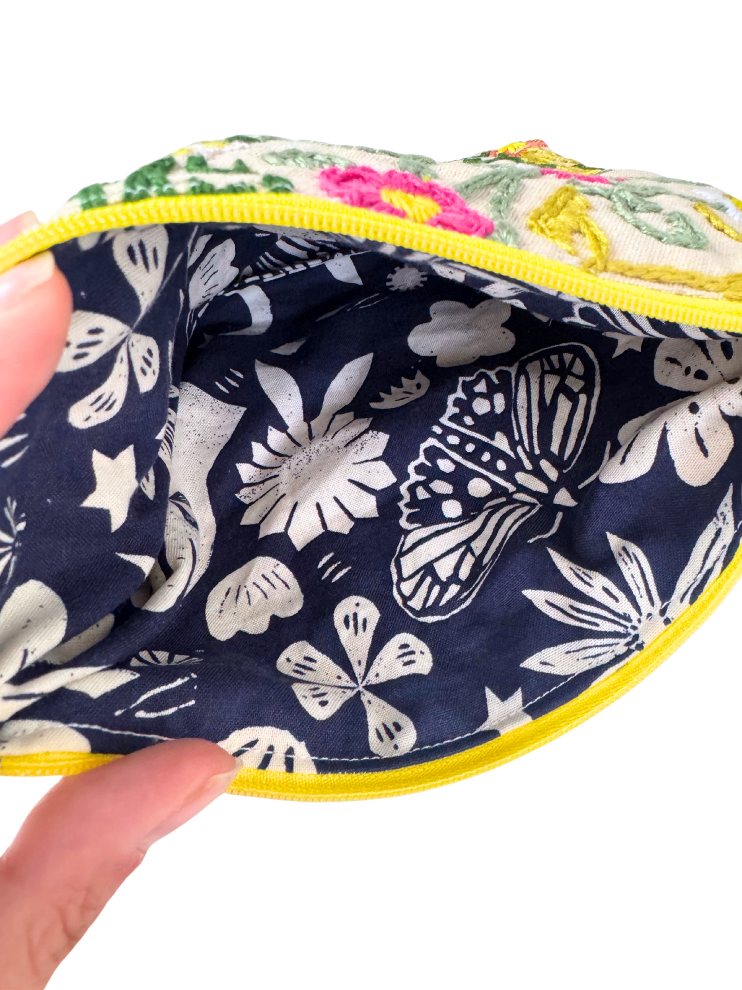 Hand Embroidered Floral Zipper Clutch – “Resist” Statement Bag – One of a Kind – Made in Kansas City