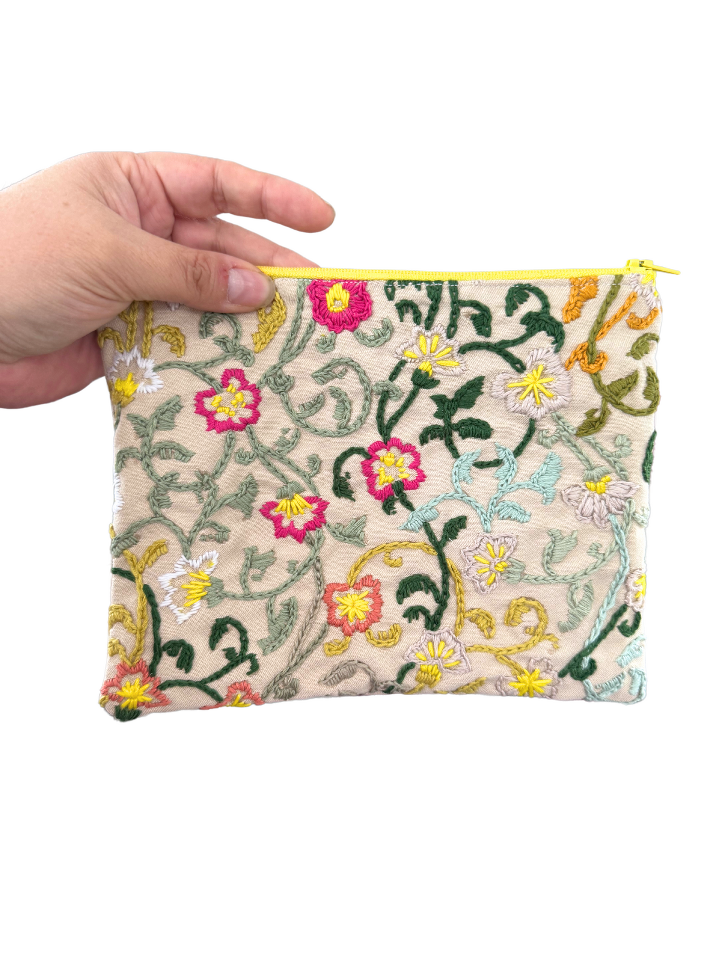 Hand Embroidered Floral Zipper Clutch – “Resist” Statement Bag – One of a Kind – Made in Kansas City