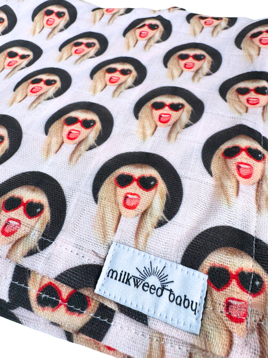 Close-up of printed baby swaddle blanket