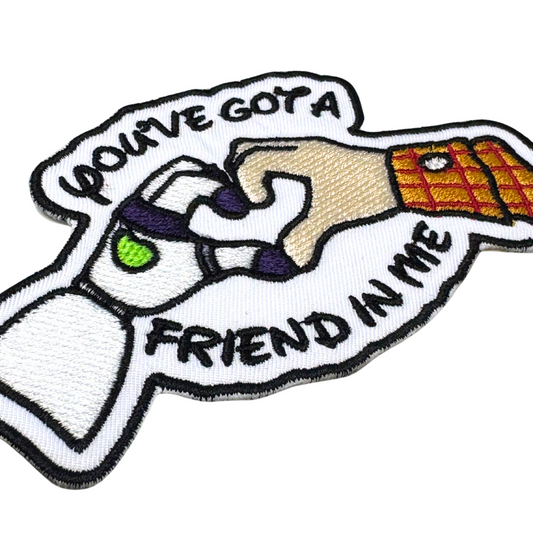Close-up detail of embroidery stitches and character details