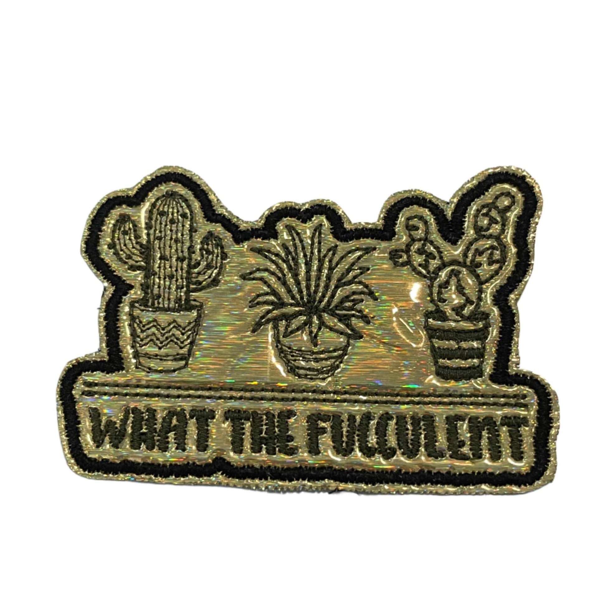 succulent patch Gold Holographic, Black Outline Succulent Patch – Fun Accessory – Milkweed Baby