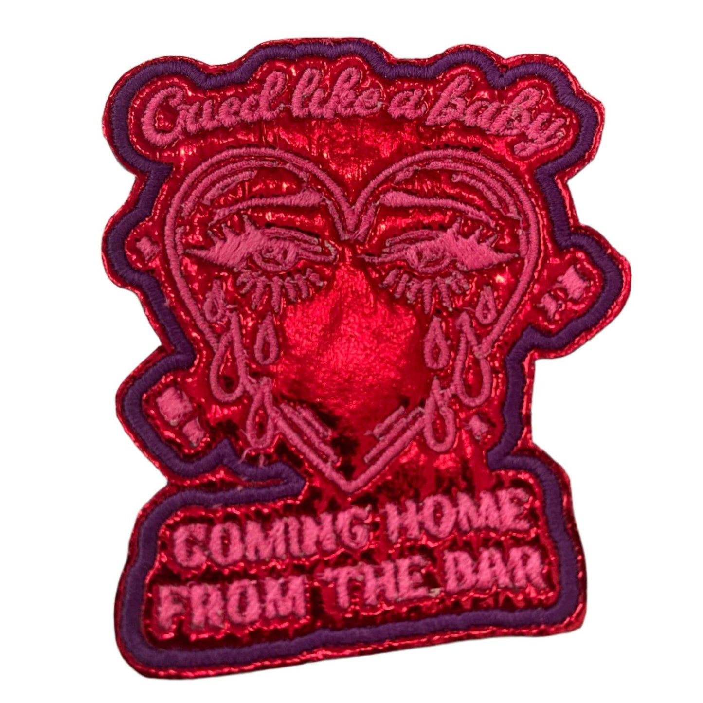 Handmade Taylor Swift Lyric Iron-On Patch with Red and Pink Heart Design