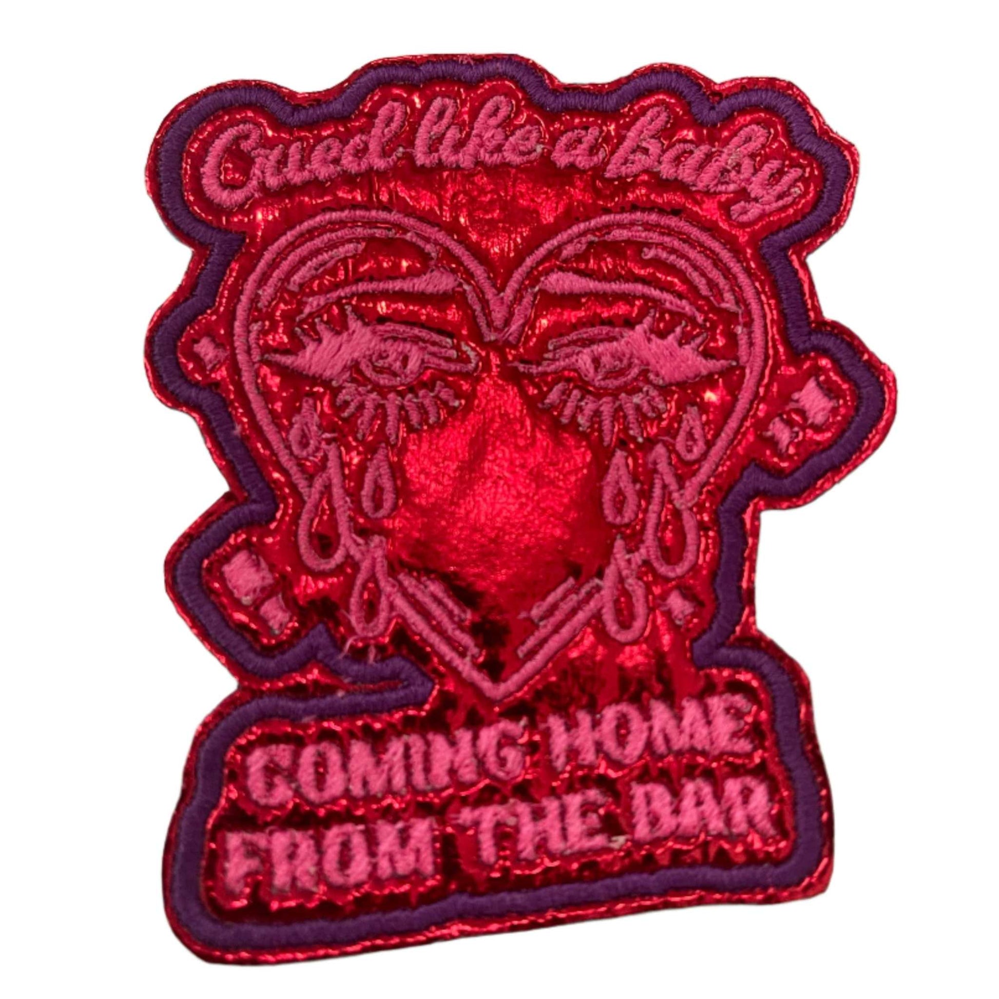 Handmade Taylor Swift Lyric Iron-On Patch with Red and Pink Heart Design