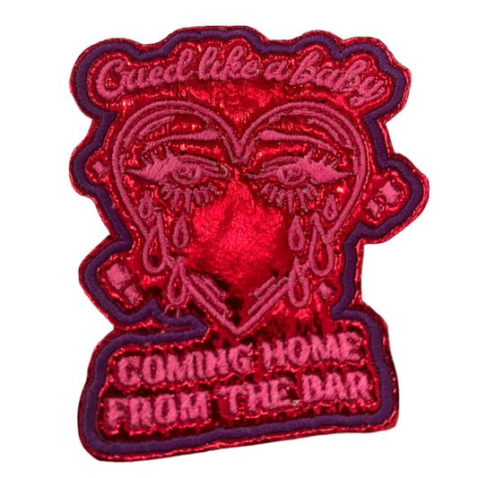 Handmade Taylor Swift Lyric Iron-On Patch with Red and Pink Heart Design