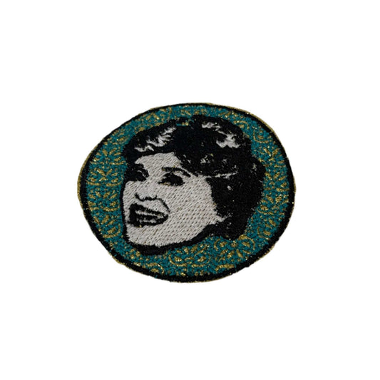 Golden Girls Blanche embroidered patch with retro pop art design in teal and gold.