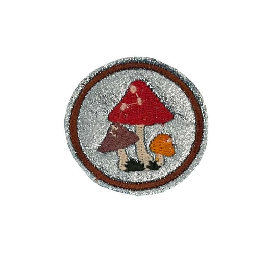 Vintage mushroom patch for customizing hats and apparel.