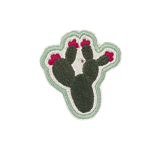 Southwest cactus patch with pink flowers for custom hats and apparel.