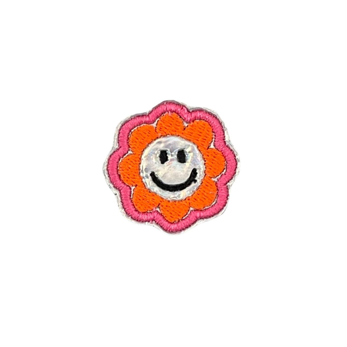 Cheerful smiley flower patch for custom hats and accessories