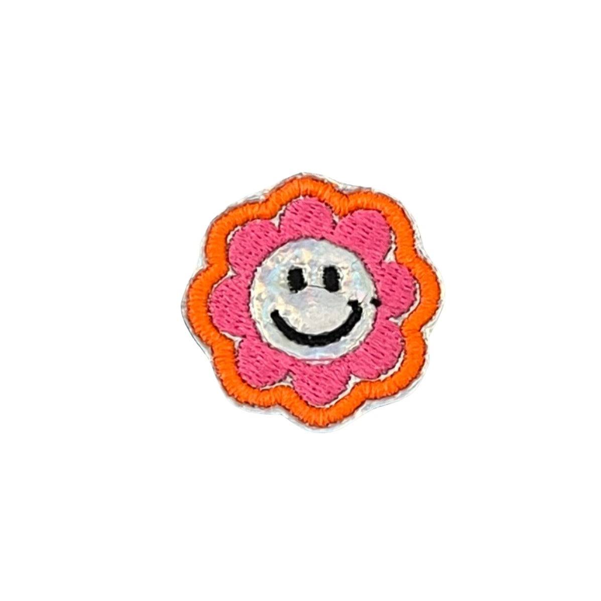 Groovy Smiley Flower Patch with colorful petals for custom accessories.