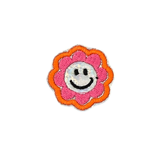 Groovy Smiley Flower Patch with colorful petals for custom accessories.