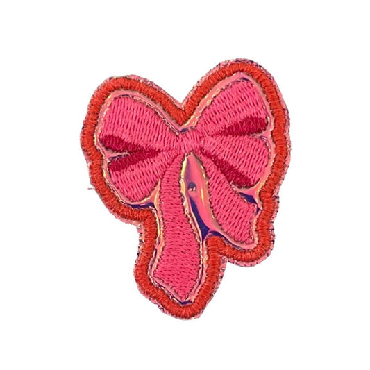 Chic pink bow patch embroidered iron-on accessory