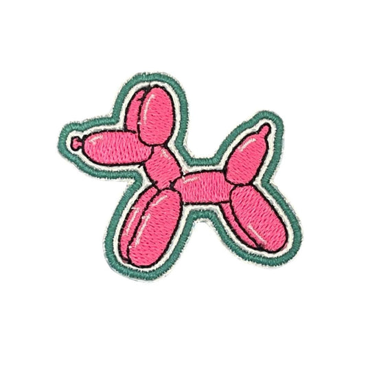 Playful pink balloon dog patch for custom hats and accessories.