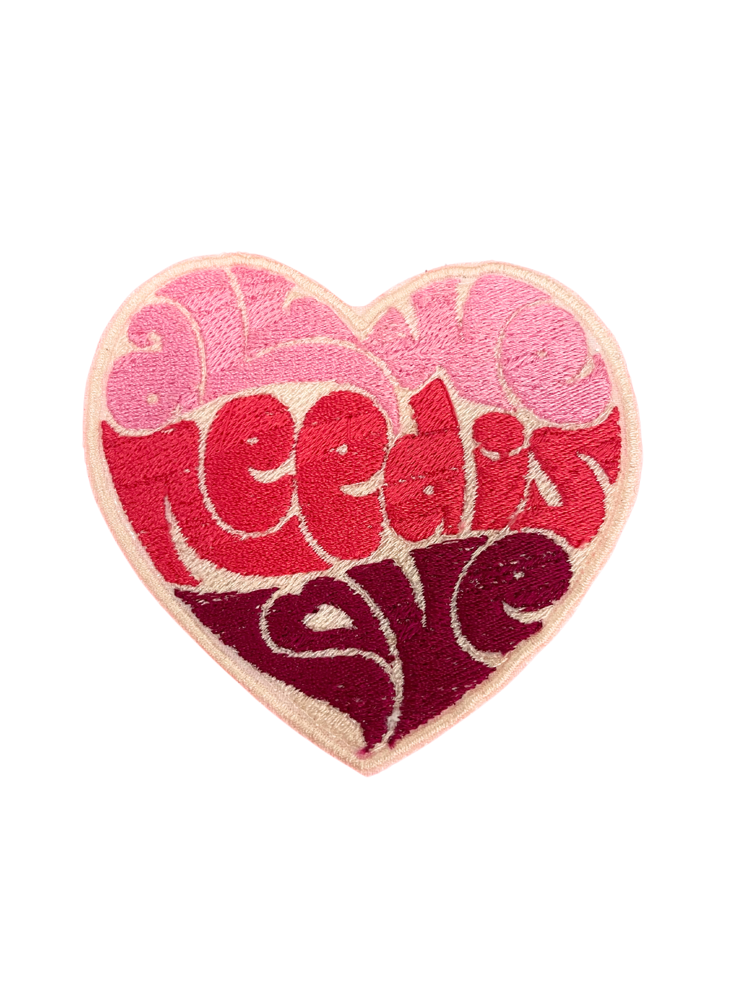 Heart-shaped "All We Need is Love" embroidered patch, trendy design.