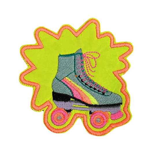 Handmade Roller Skate Patch for hats, bags, or jackets with retro design.