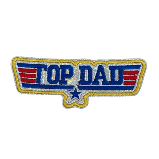 Handmade Top Dad Patch with Top Gun inspired design, versatile and customizable.