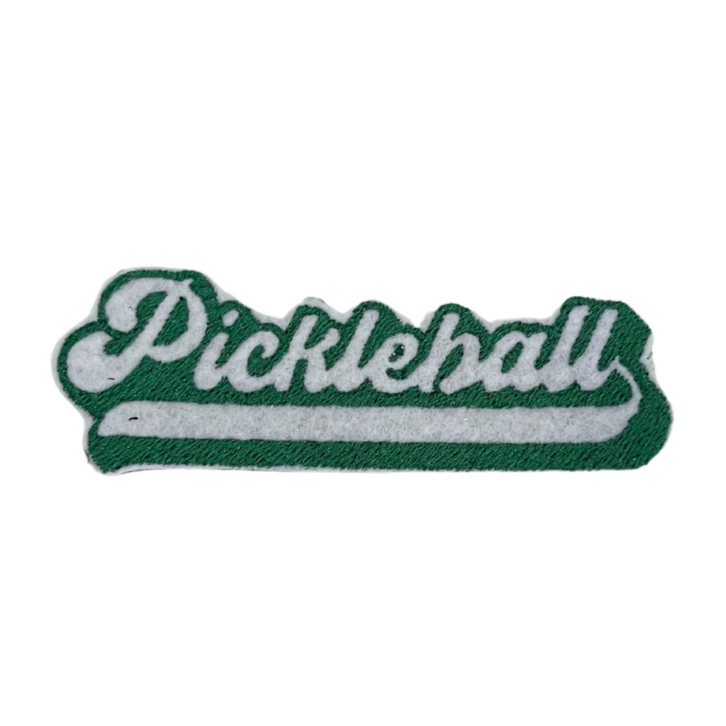 Handmade Pickleball patch for customizable hats, bags, or jackets.