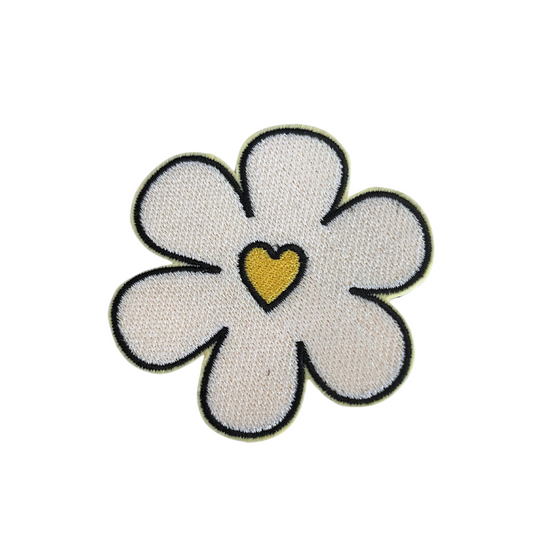 Retro flower heart patch for hat customization.