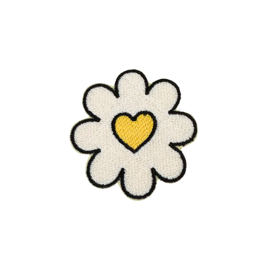 Daisy Delight Handmade Patch with white petals and yellow heart center.