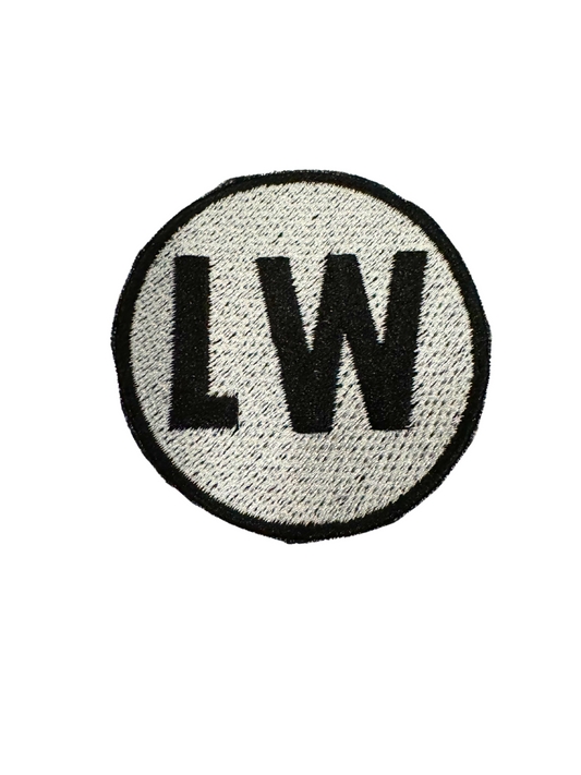 LW BLACK ON WHITE embroidered patch