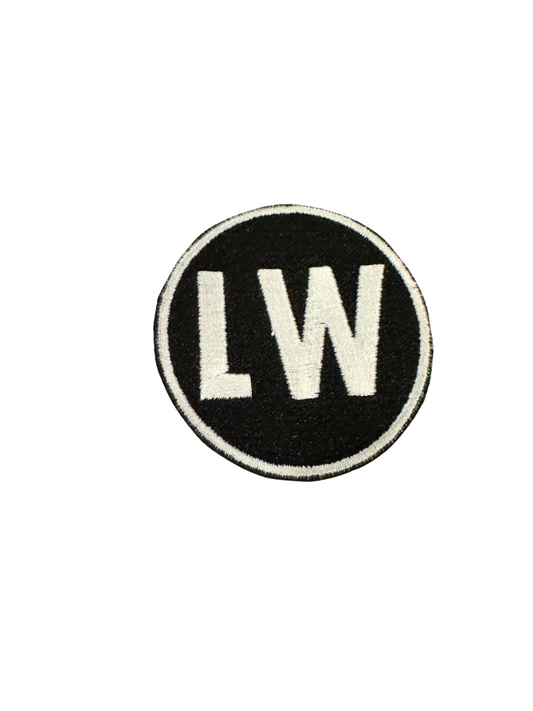 LW WHITE logo on black background patch