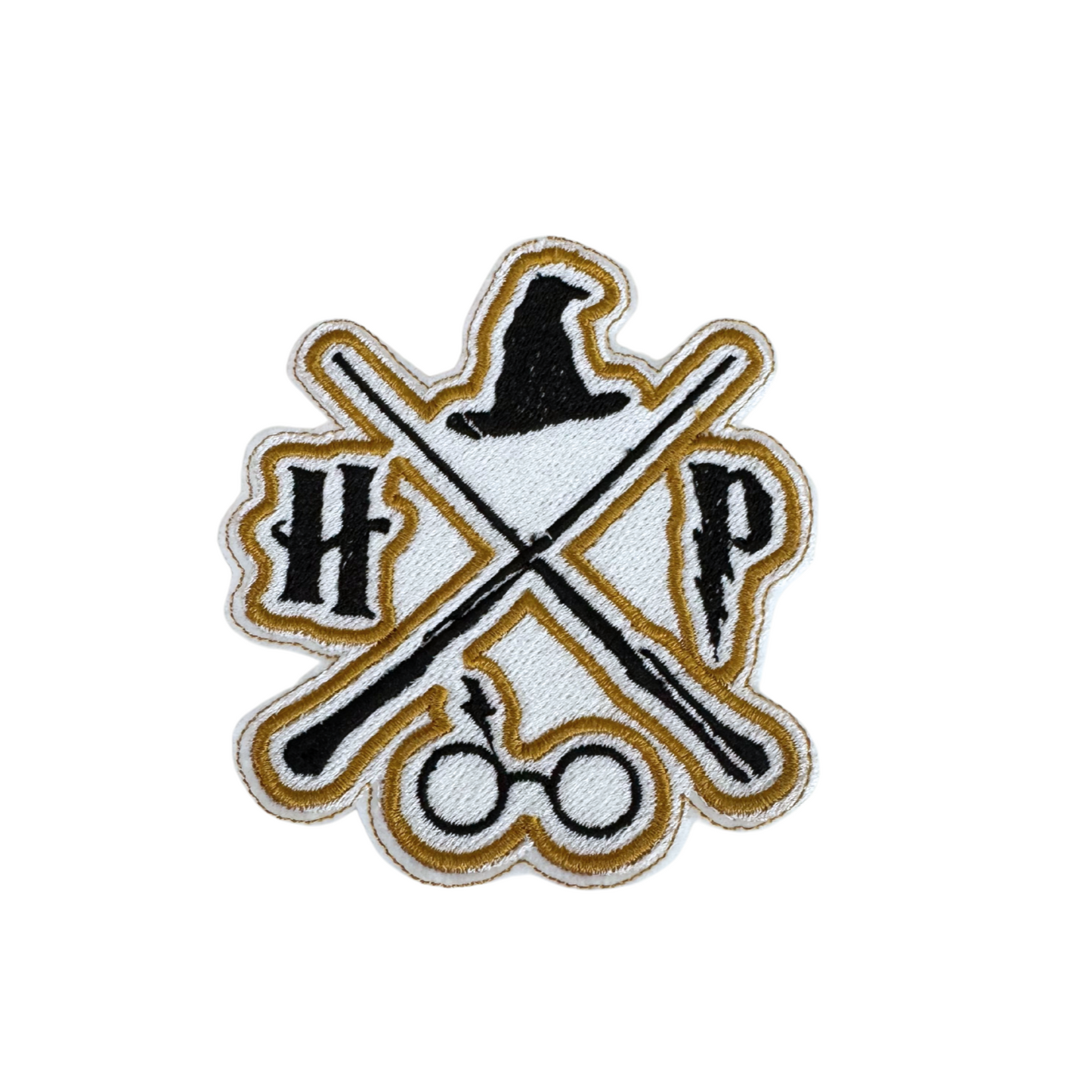 Harry Potter HP Crossed Wands handmade patch for hats, bags, and accessories