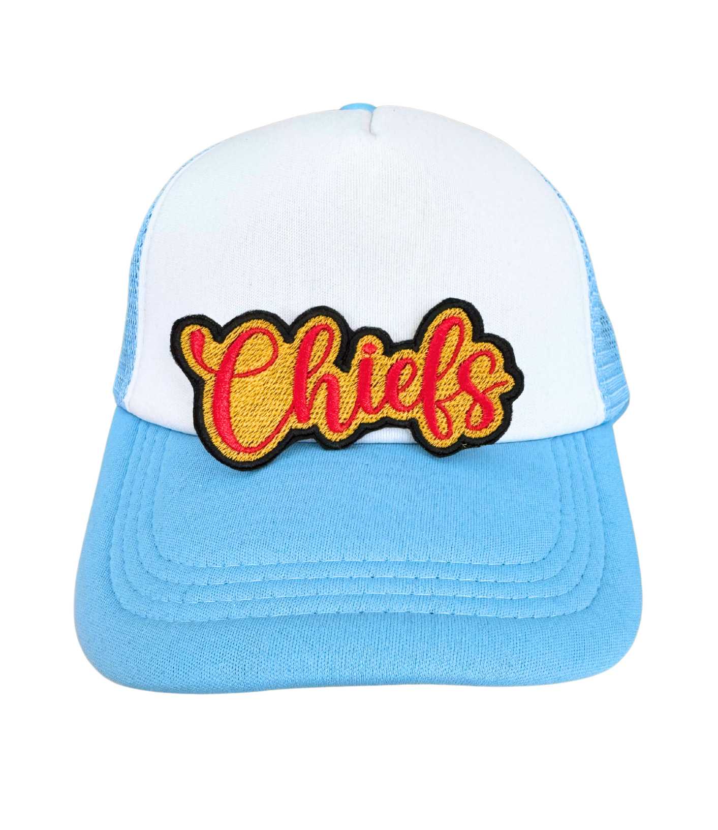 Chiefs embroidered patch with red and yellow lettering