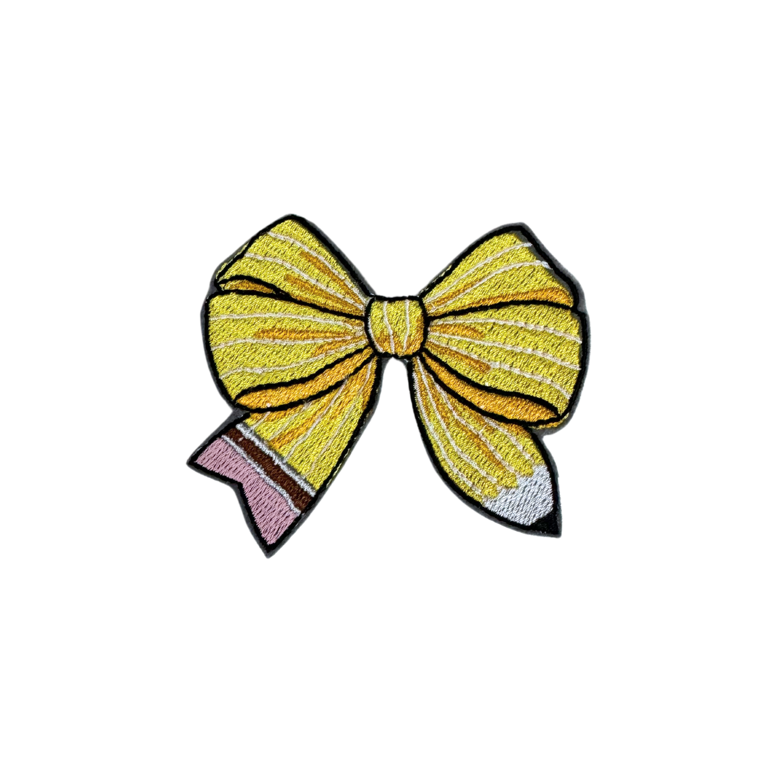 School pencil bow patch for customizing hats and accessories.