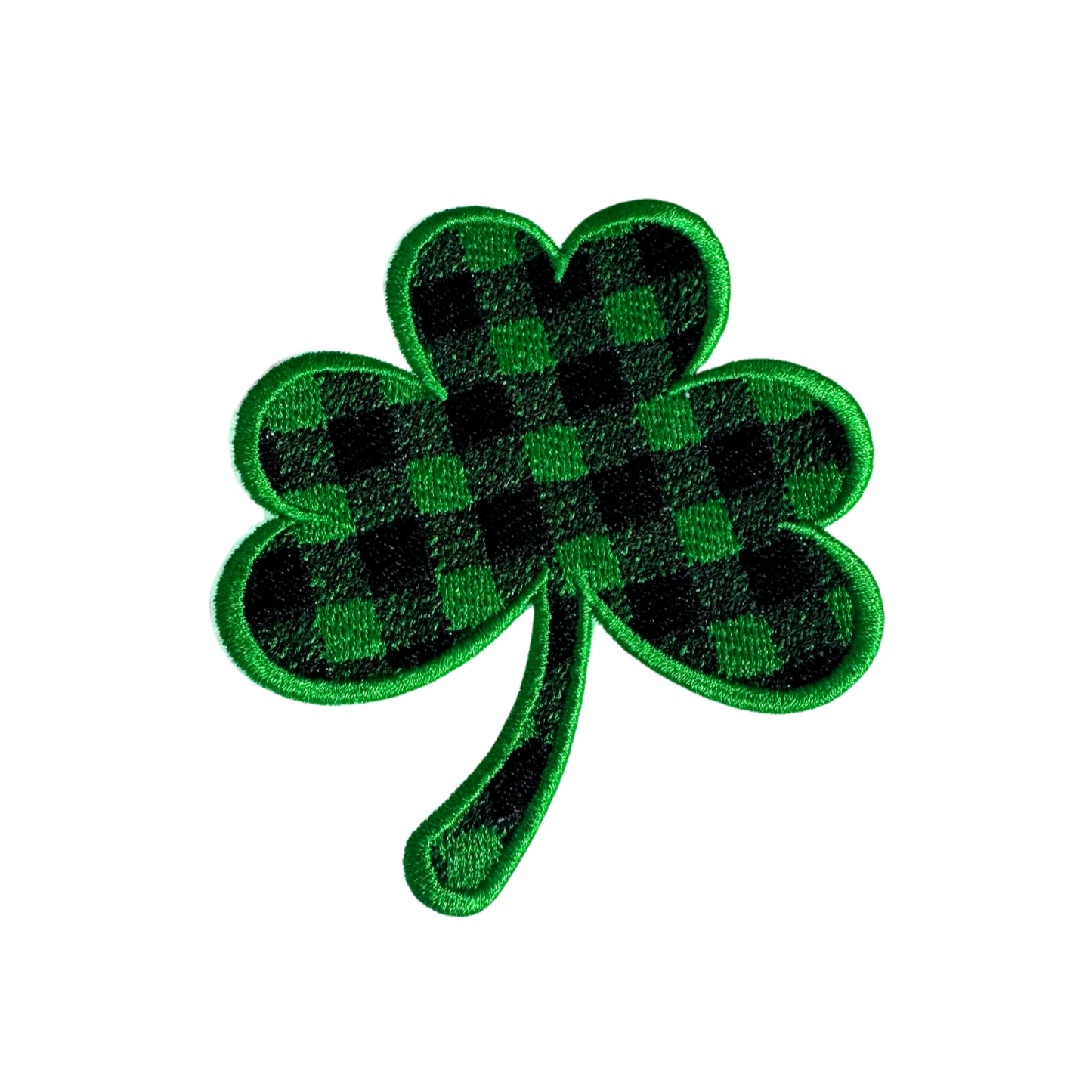 Buffalo Plaid Shamrock Patch for St. Patrick's Day celebrations.
