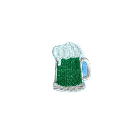 Handmade green beer patch for St. Patrick’s Day festivities.