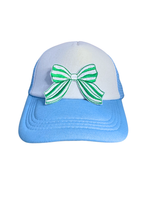 Green Striped Bow Iron-On Patch
