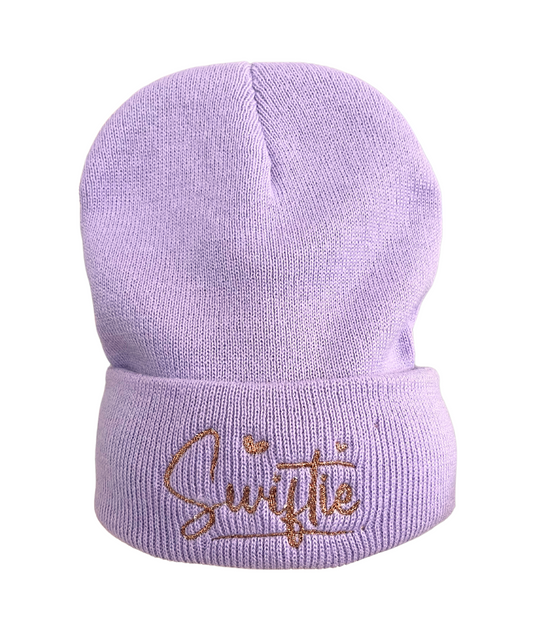 Adult Lavender Swiftie Beanie with Copper Metallic Embroidery