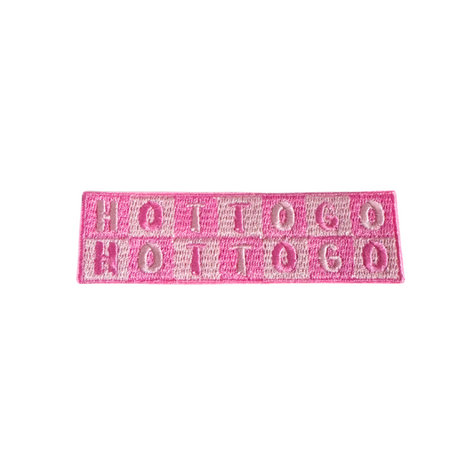 Vibrant "Hot to Go" iron-on patch, handmade, pink and white embroidery, inspired by Chappell Roan's hit song.