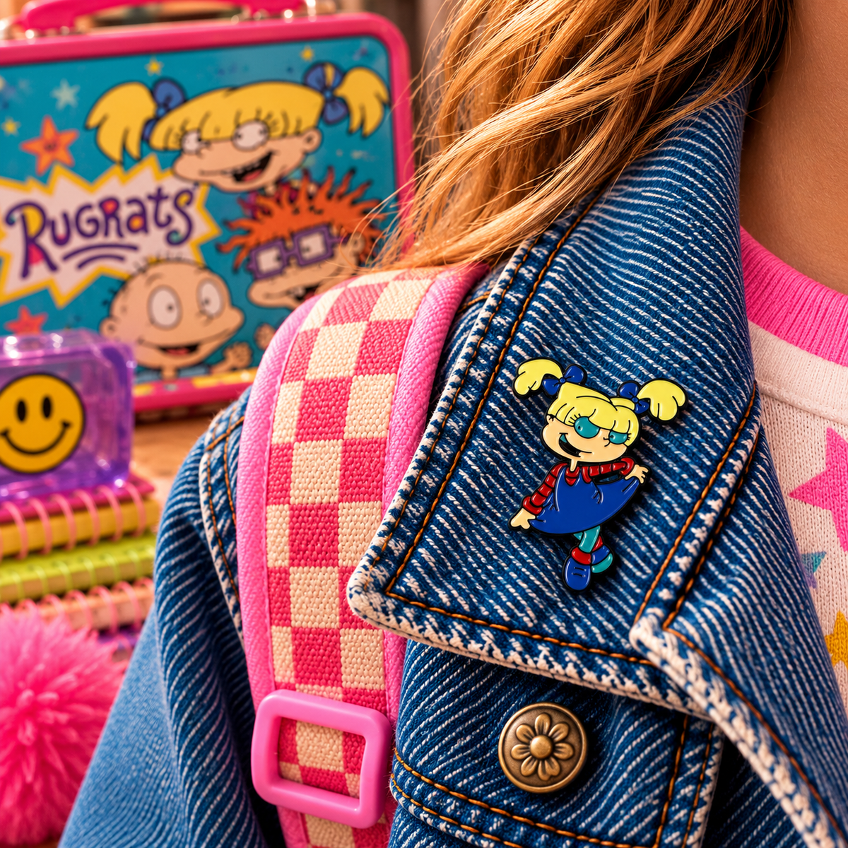 Angelica Pickles Rugrats enamel pin lifestyle image