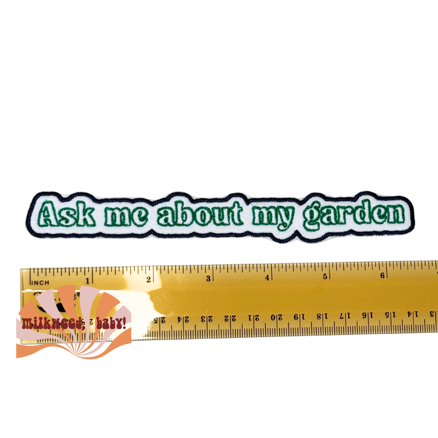 Patch with ruler to show scale and measurements in inches

